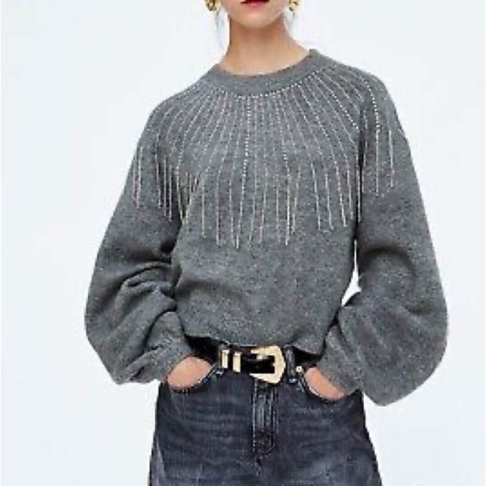 Zara Knit Fringe cropped sweater in size M